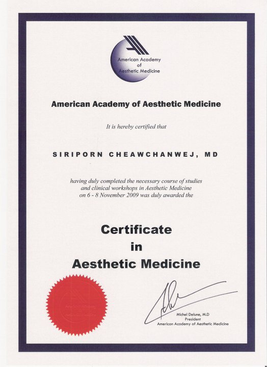 Certificate-Aesthetic Medicine2009-Somchaiclinic-1