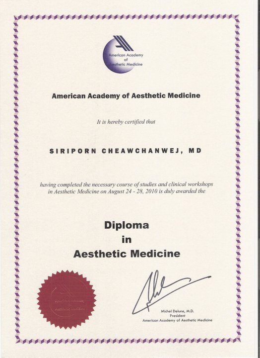 Certificate-Aesthetic Medicine2010-Somchaiclinic-1