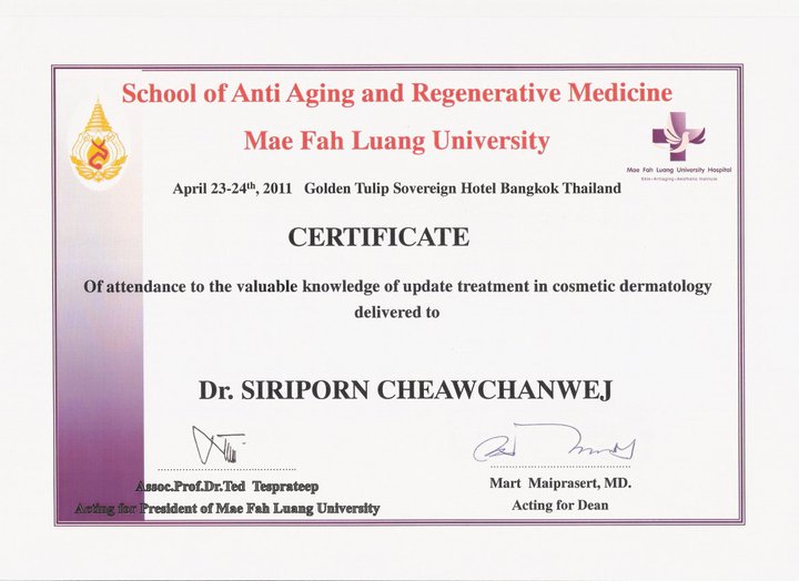 Certificate-SchoolOfAntiAgingandRegenrative-Somchaiclinic-1